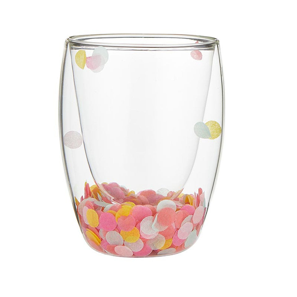 Pink Confetti Double Wall Glass