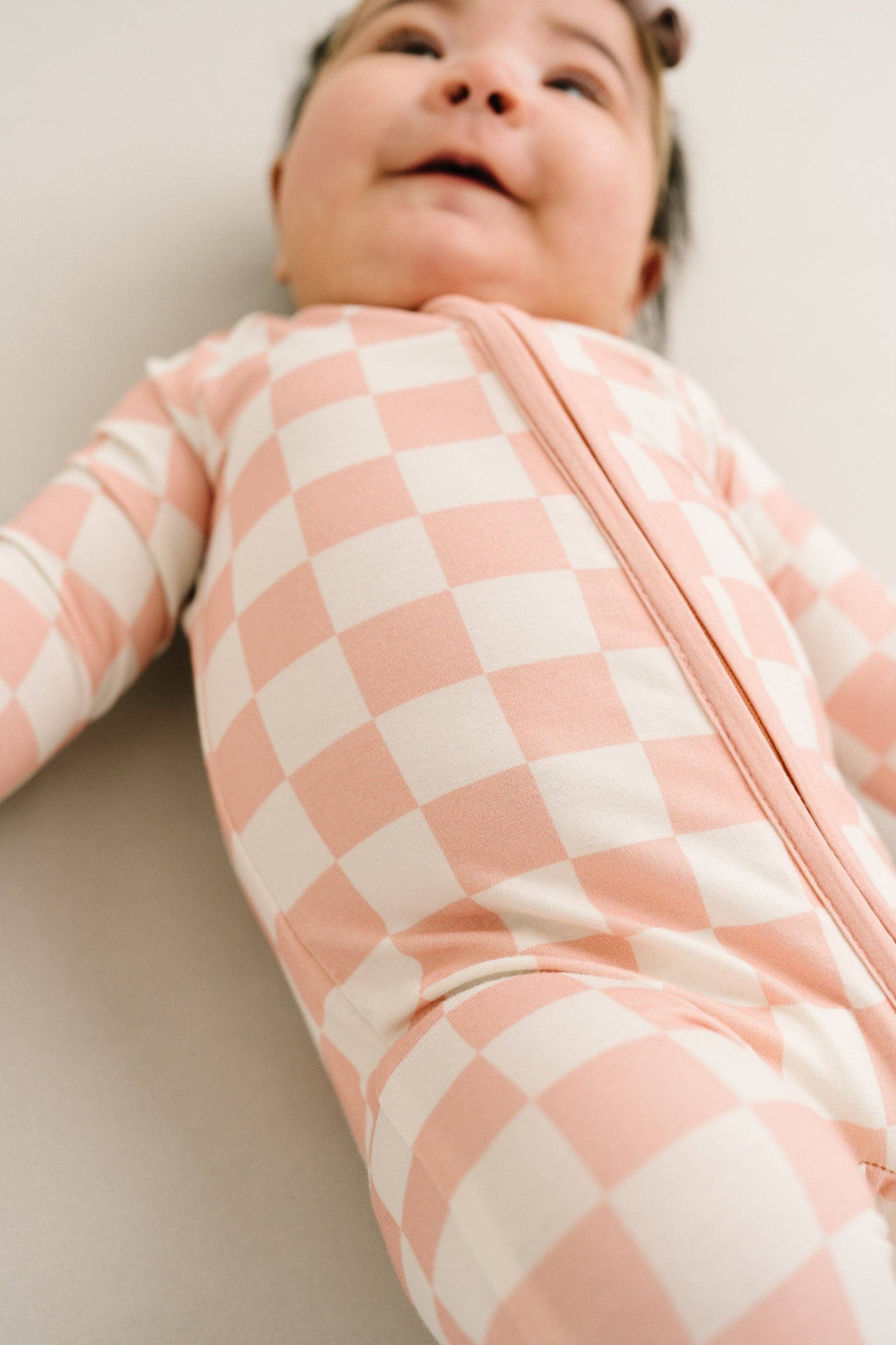 Baby Bamboo Sleeper -Blush Checkered