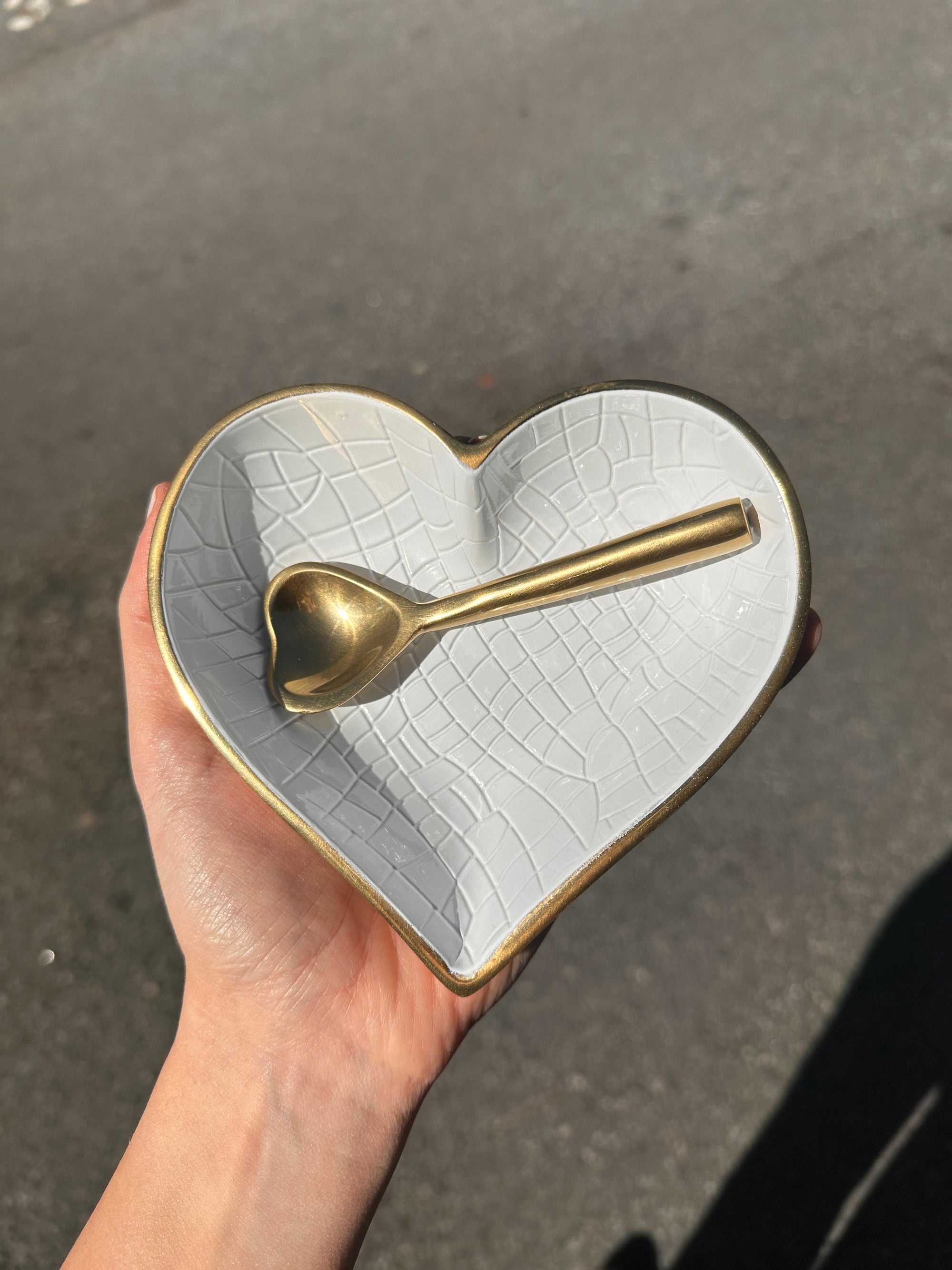 Gold & White Croco Heart Dish