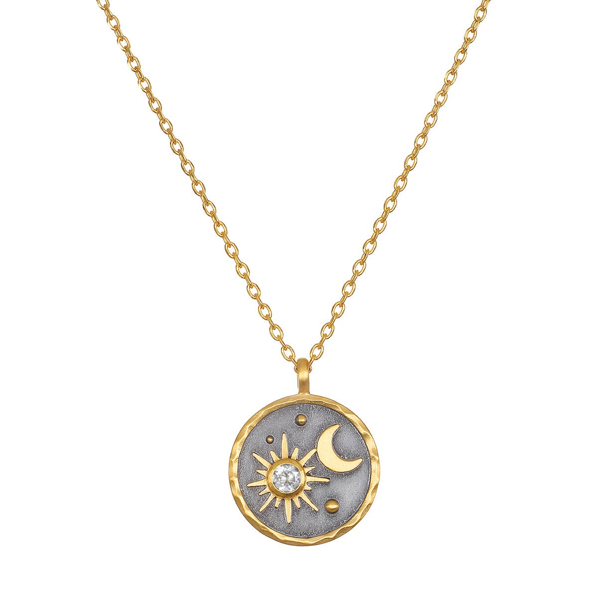 White Topaz Sun Moon Necklace