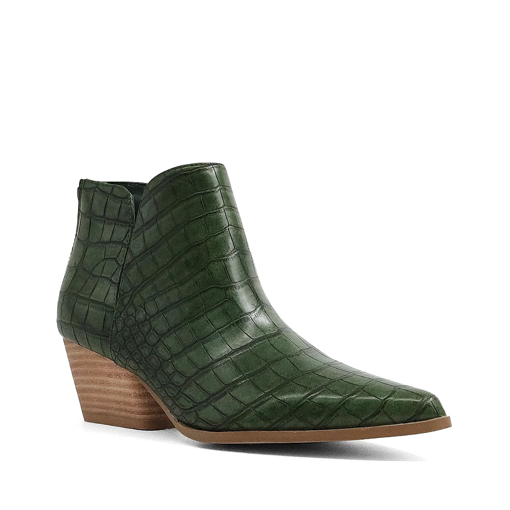Green Croc Ankle Boot