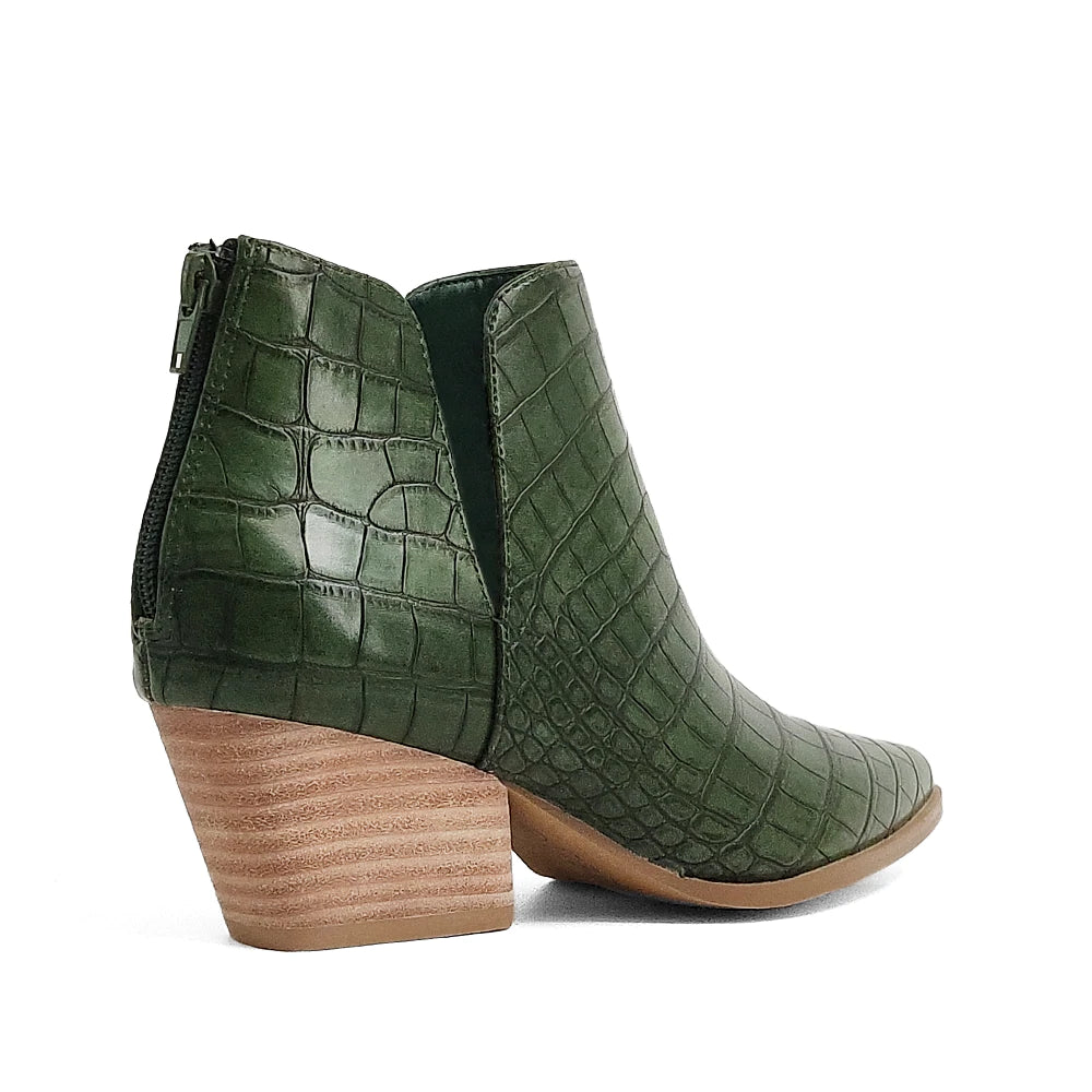 Green Croc Ankle Boot