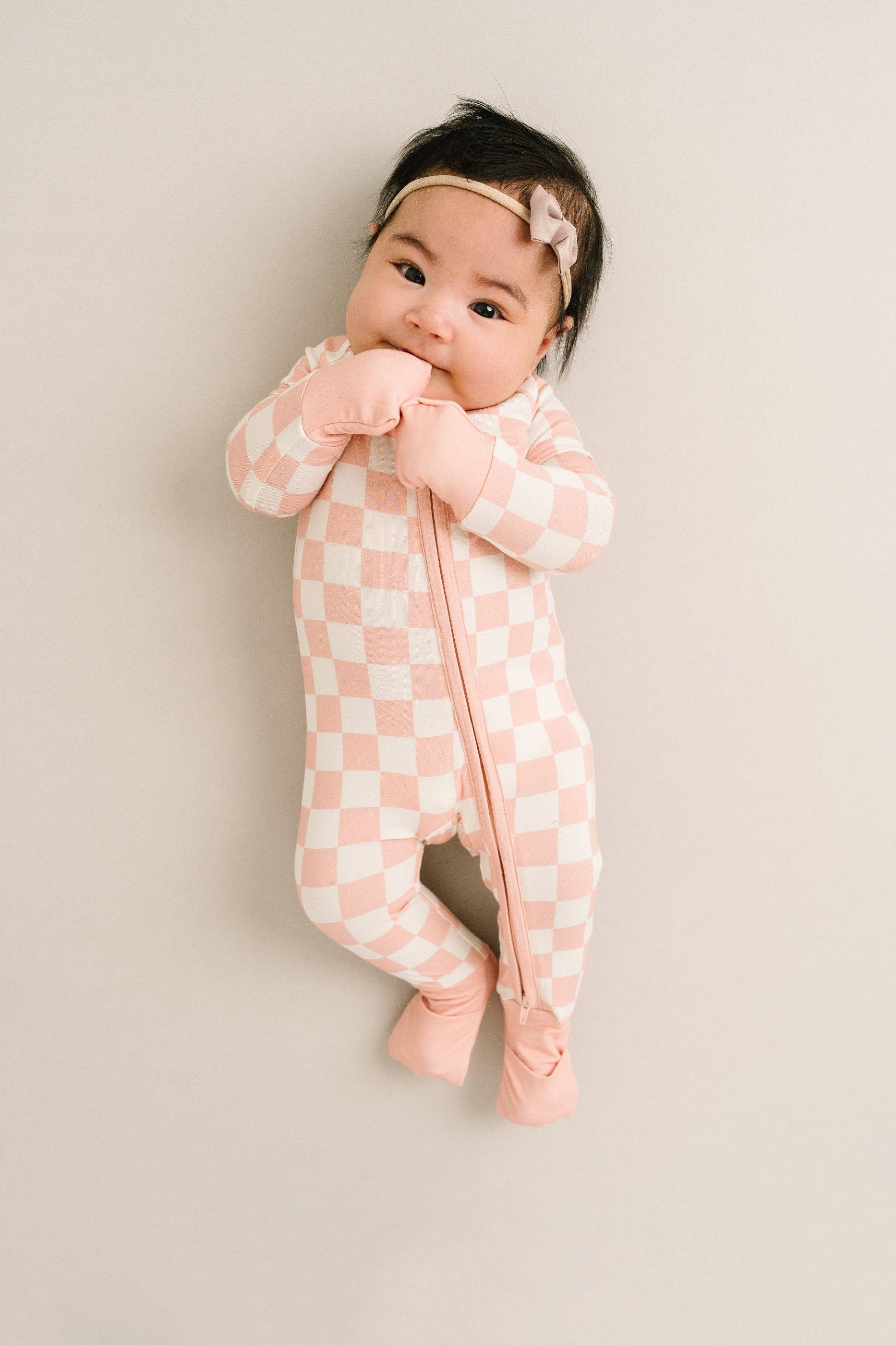 Baby Bamboo Sleeper -Blush Checkered