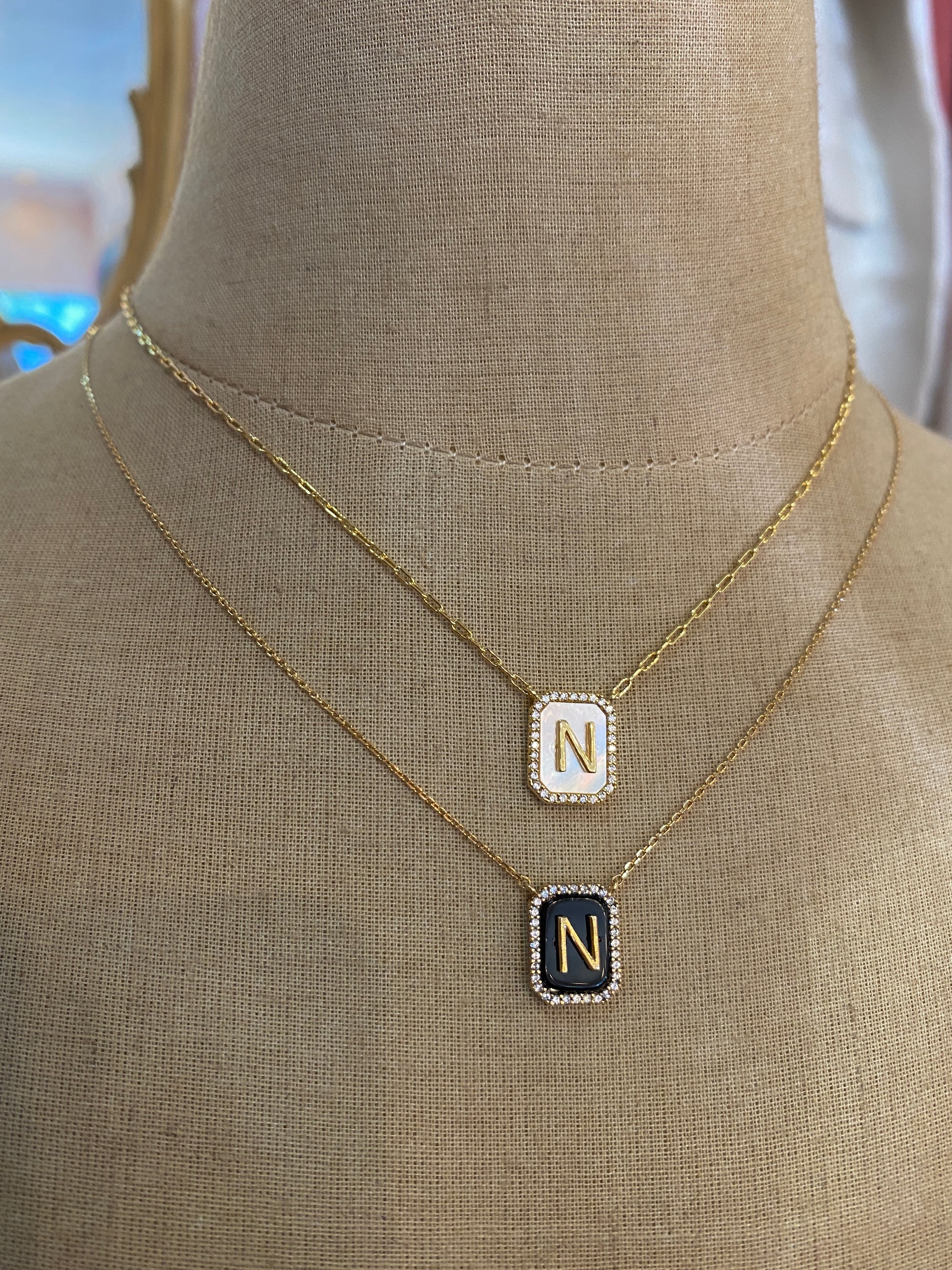 Onyx Initial Necklace