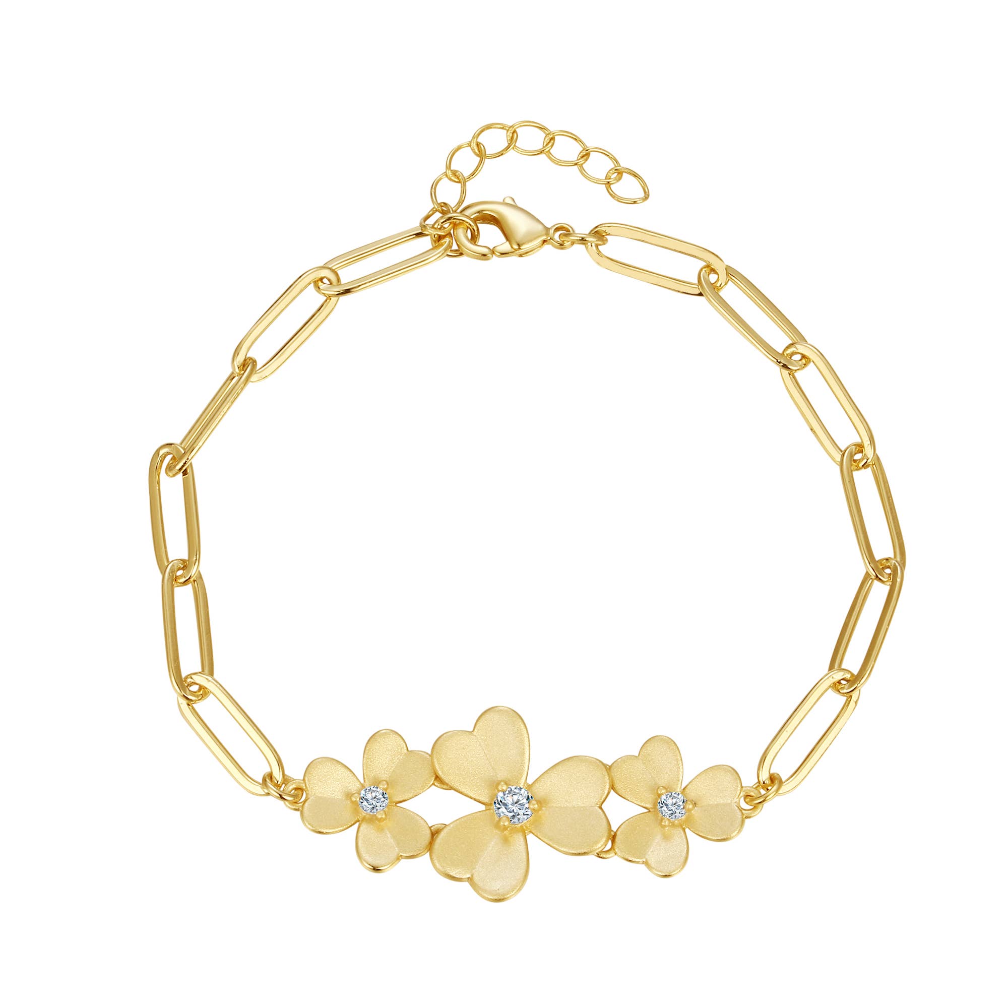 Matte Gold Triple Flower Bracelet