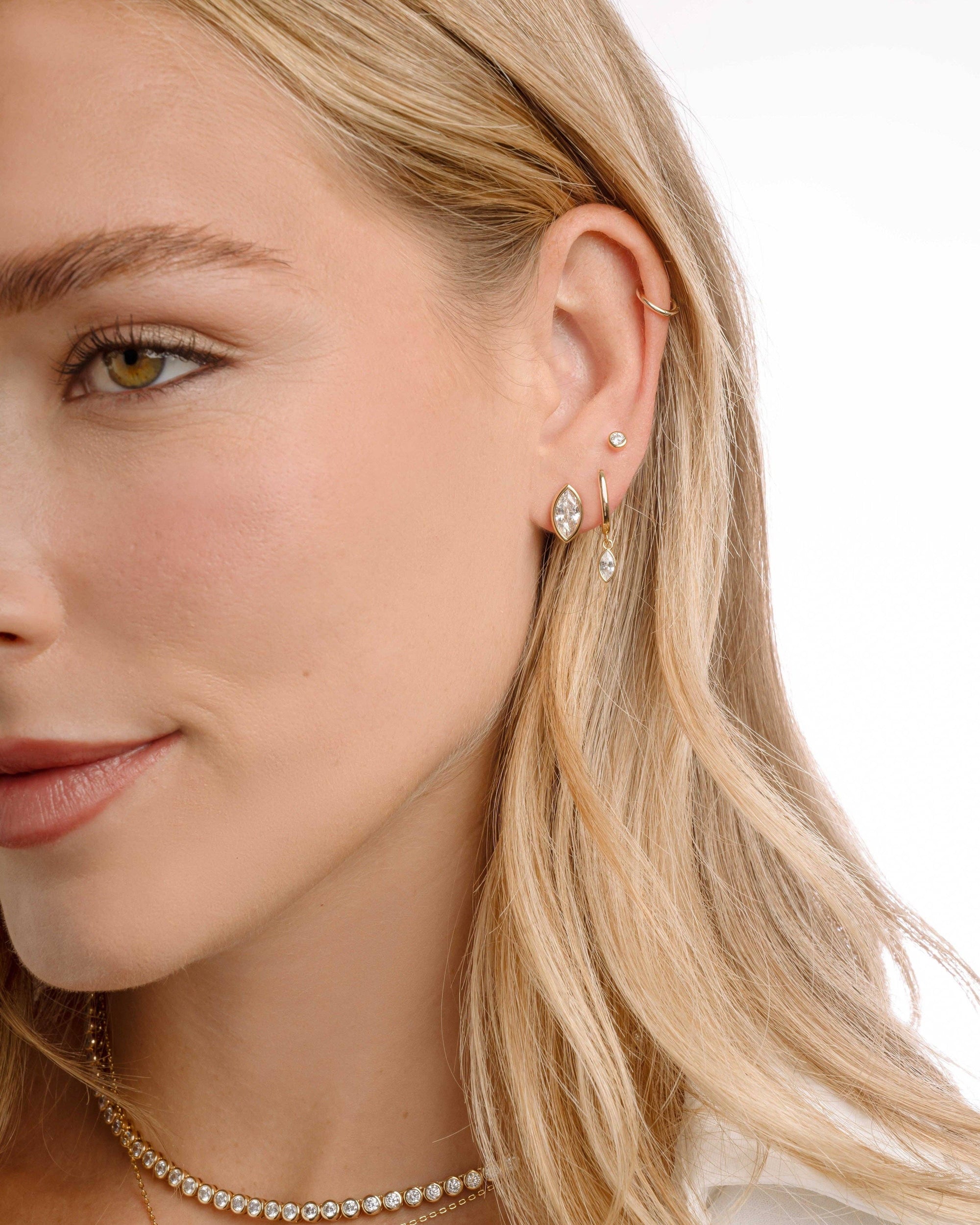Marquise Bezel Stud Earrings
