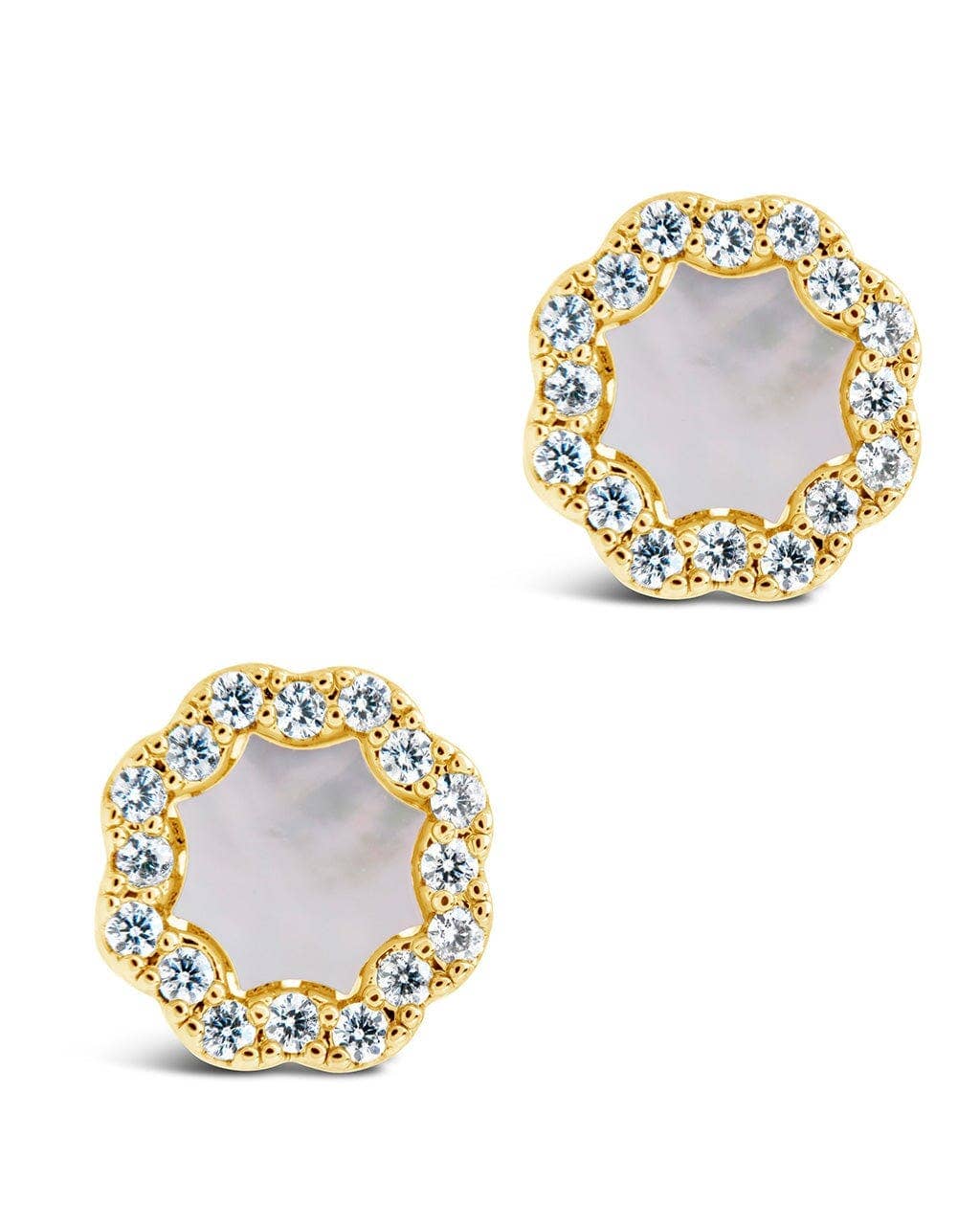CZ Bezel Frame Stud Earrings