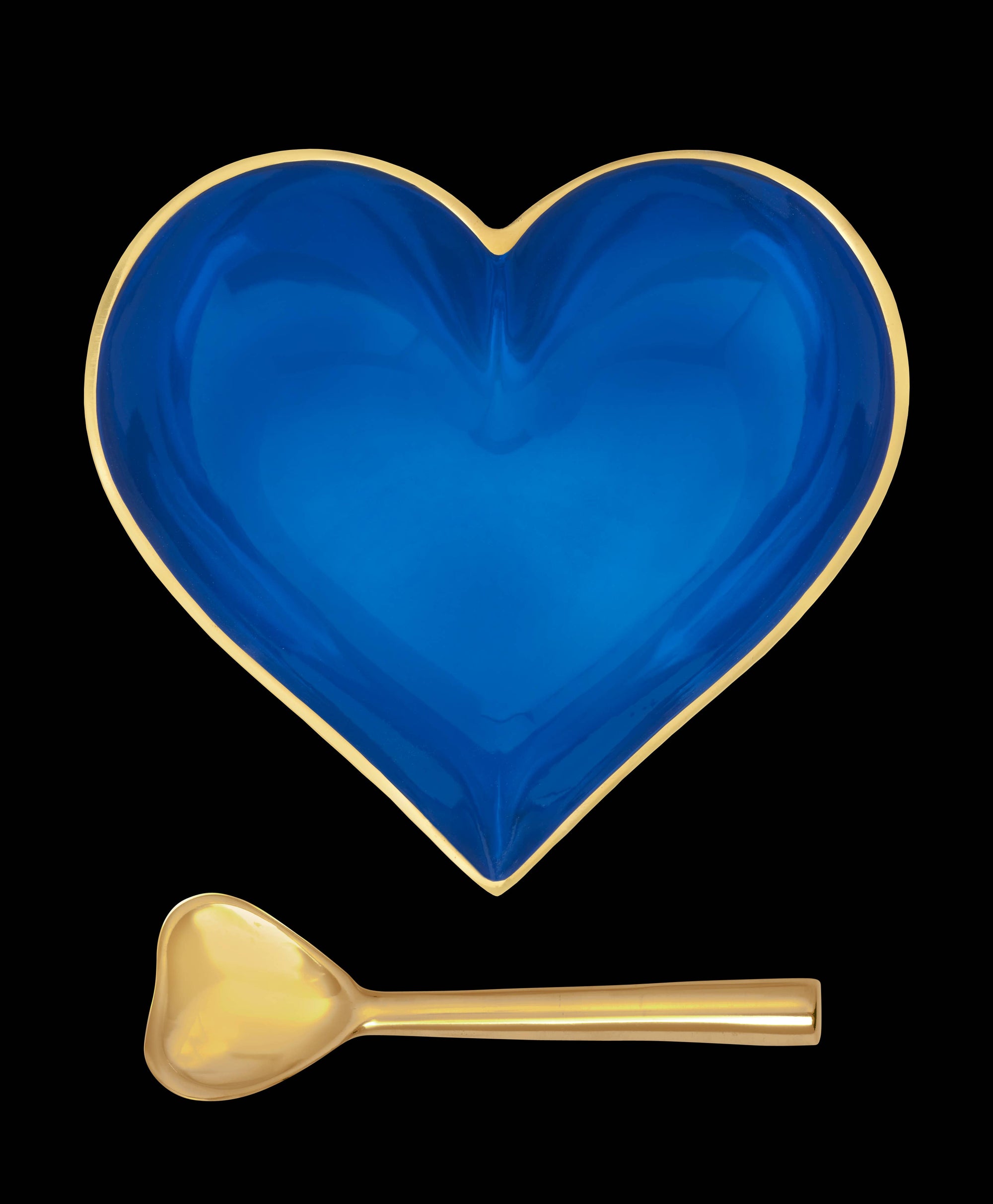 Happy Heart Dish with Spoon - Gold & Sapphire