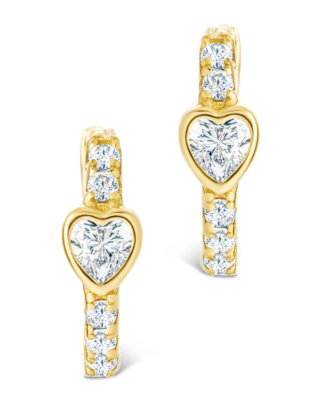 Heart Cut Bezel Set Huggie Hoop Earrings
