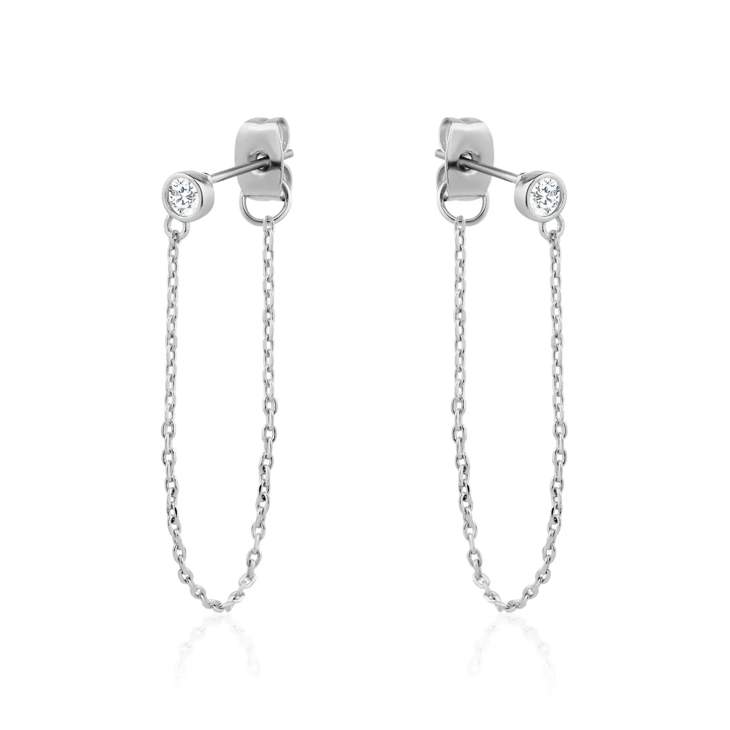Bezel Chain Drop Earrings