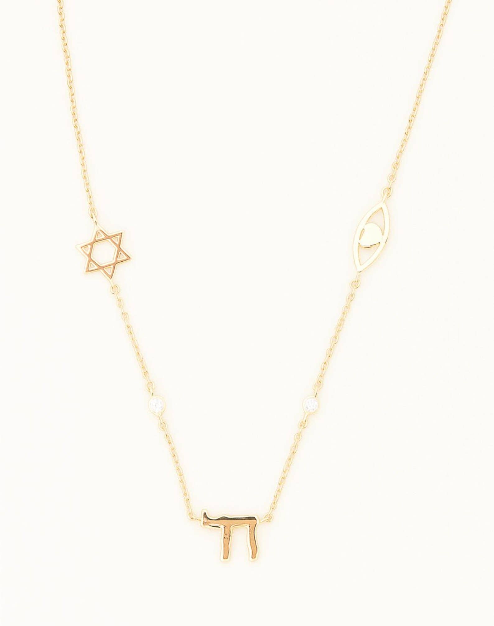 Gold Judaica Charm Necklace