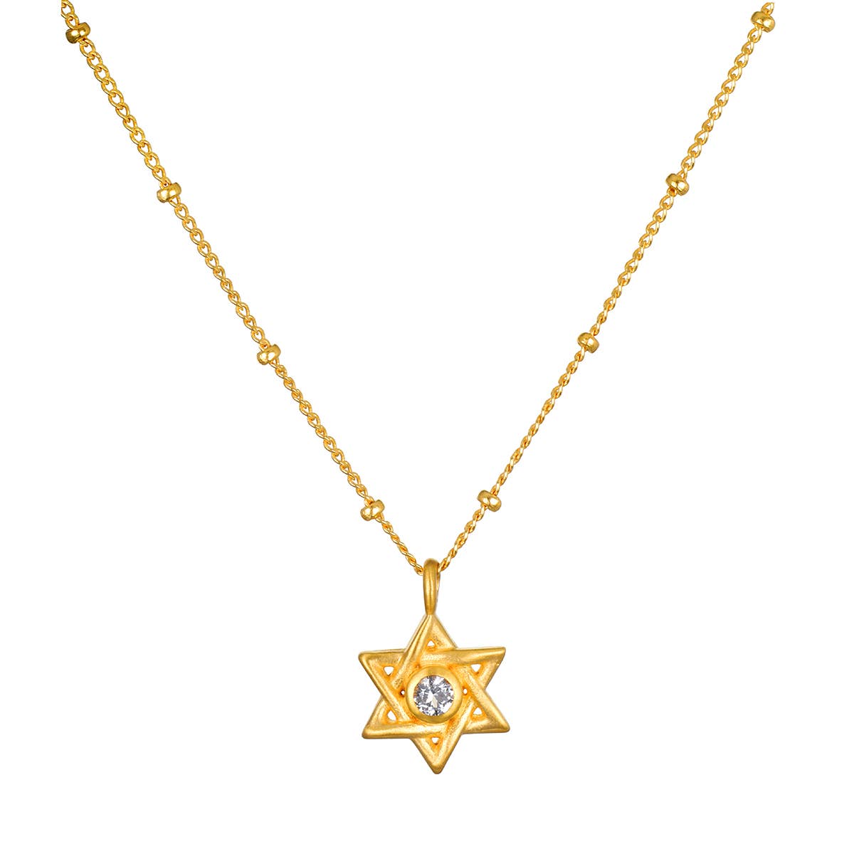 White Topaz Star of David Necklace