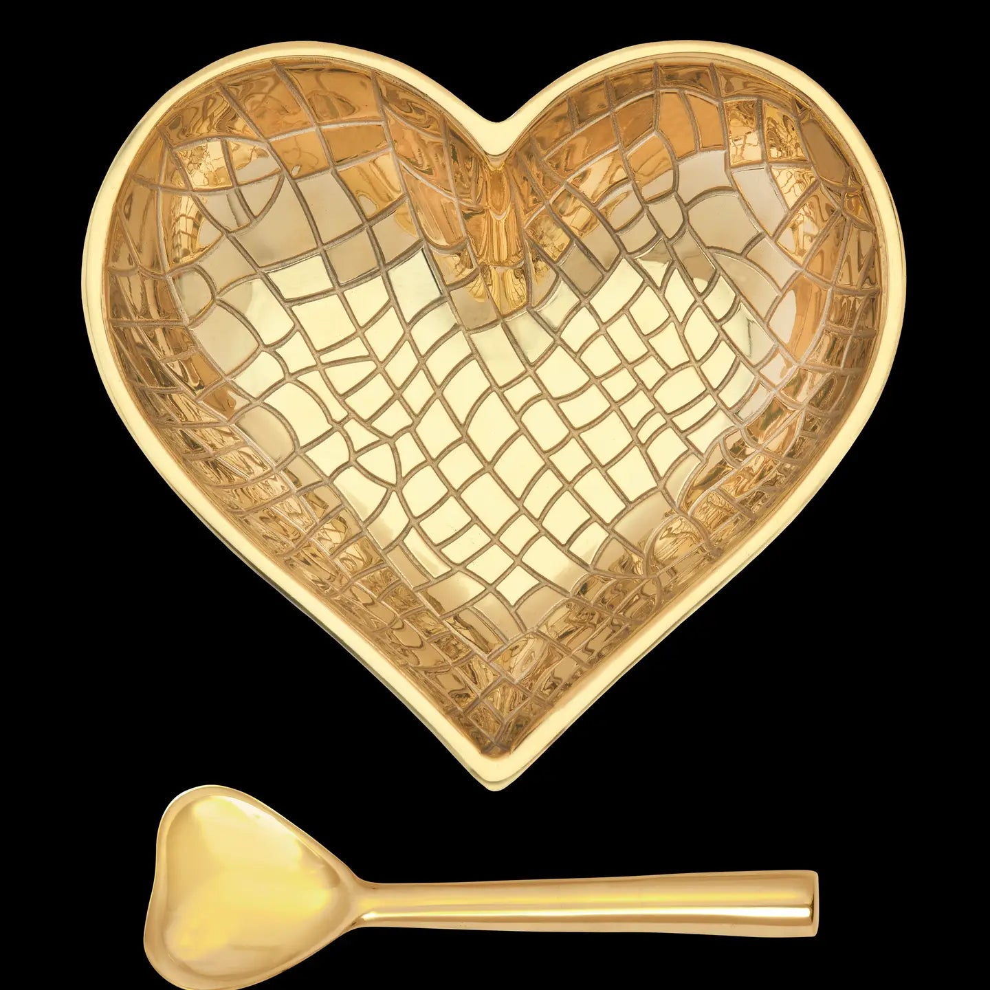 All Gold Heart Dish with Spoon