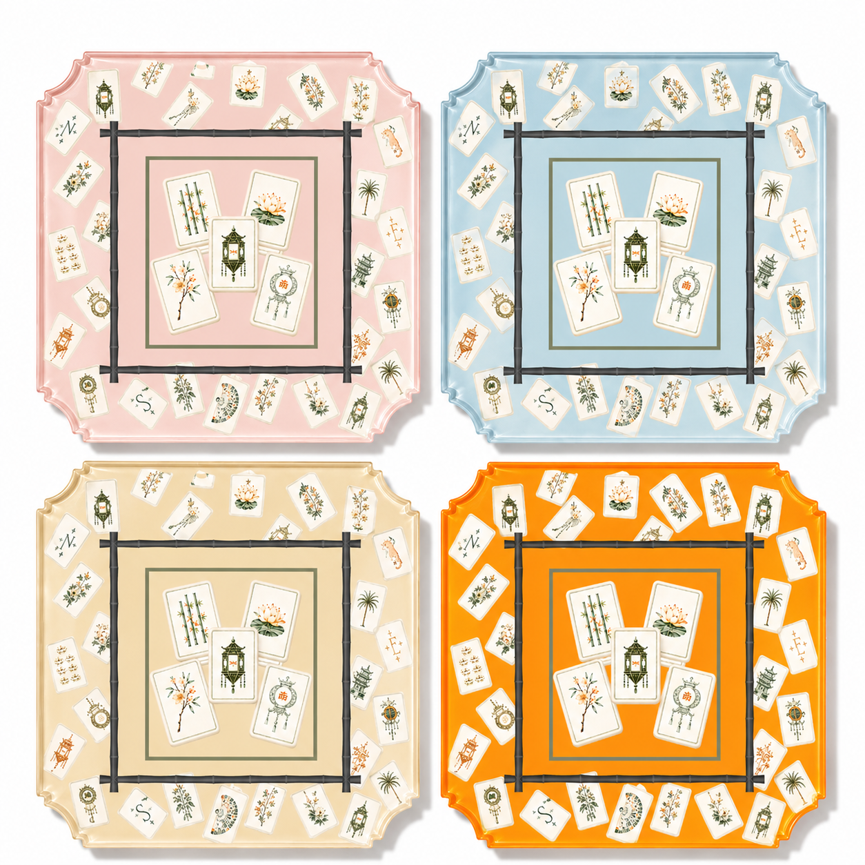 Boxed Coaster Set, Bamboo Mahjong