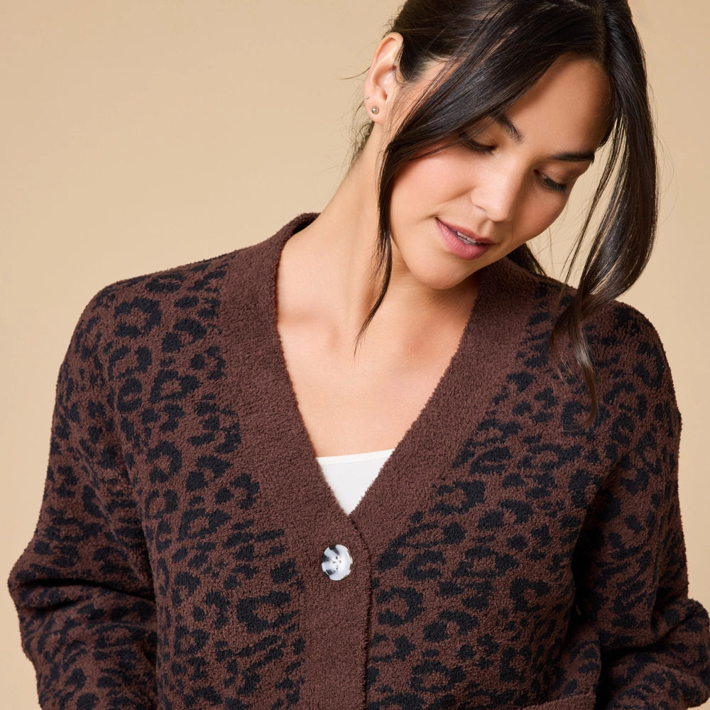 Marshmallow Leopard Crop Cardigan