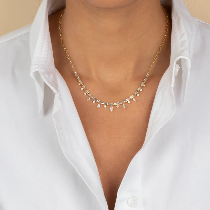 Marquise Spike Half Tennis Necklace