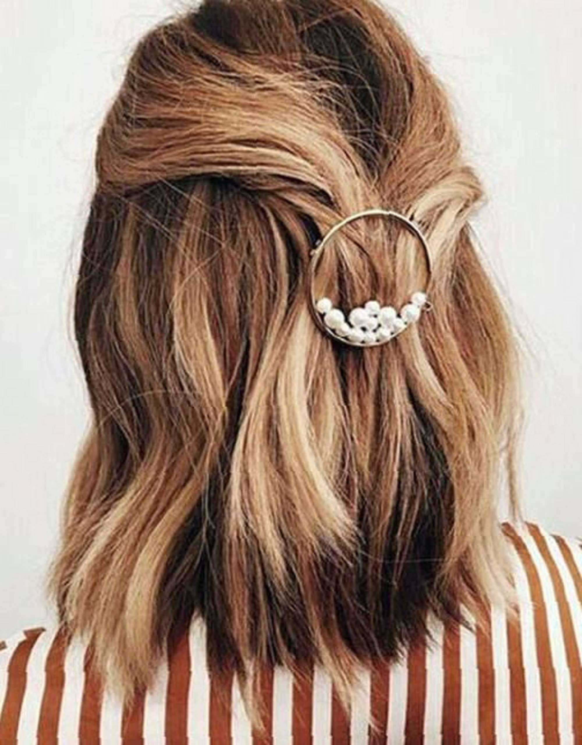 Gold Pearl Hair Barrette