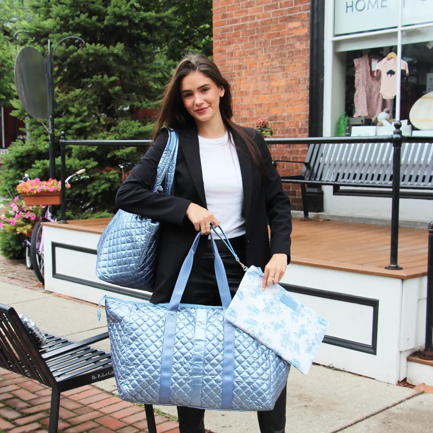Quilted Diamond Weekend Bag - Frosted Sky