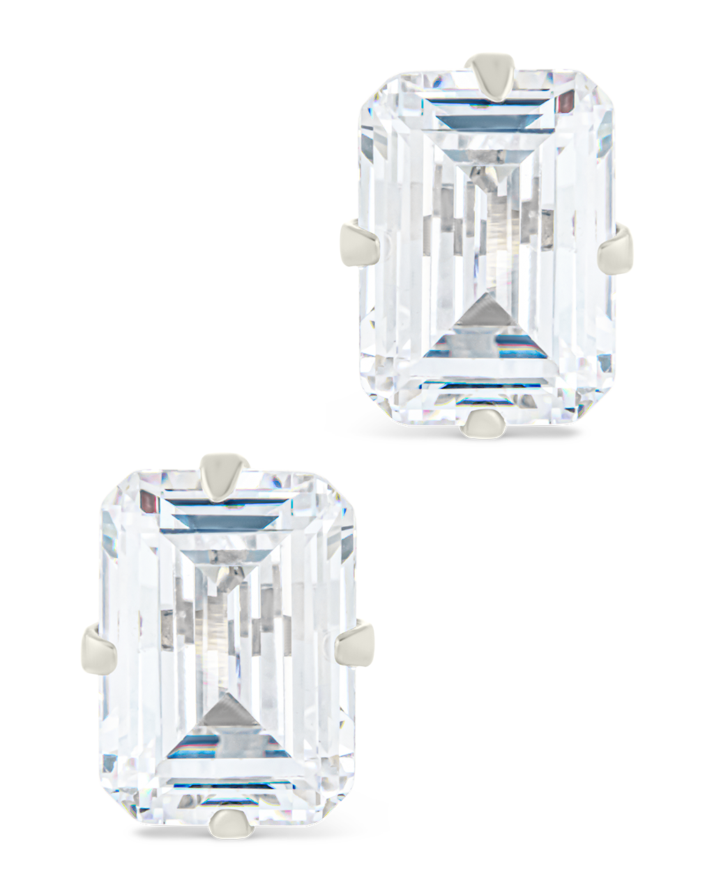 Emerald Cut Prong Set Studs