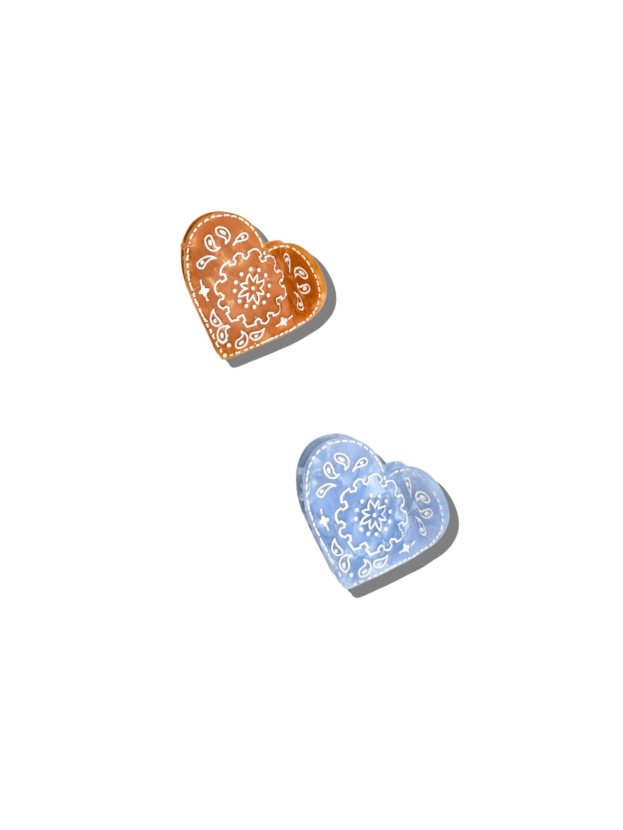 Hand-painted Mini Paisley Heart Claw Hair Clip