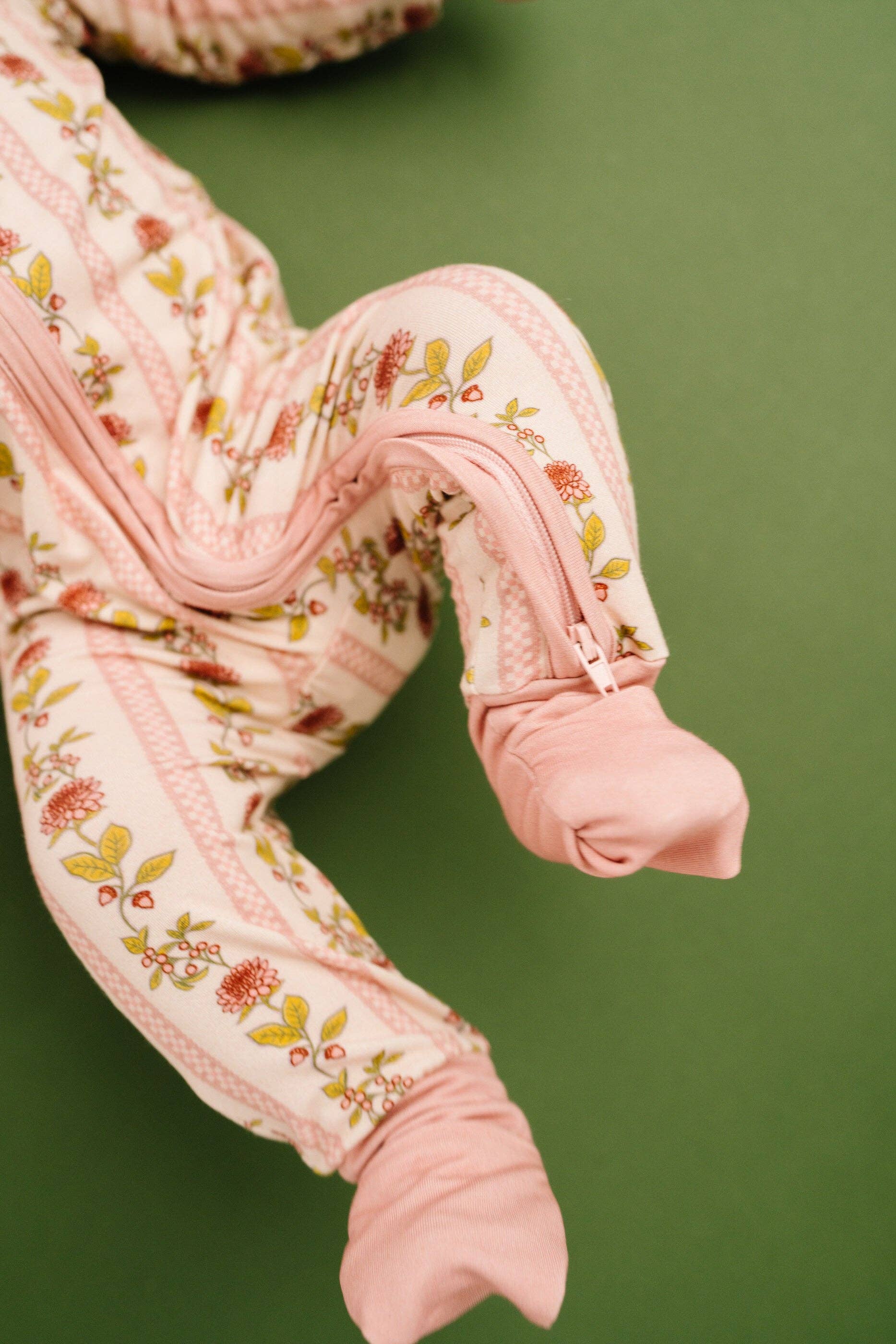 Baby Bamboo Sleeper: Vintage Floral Stripe