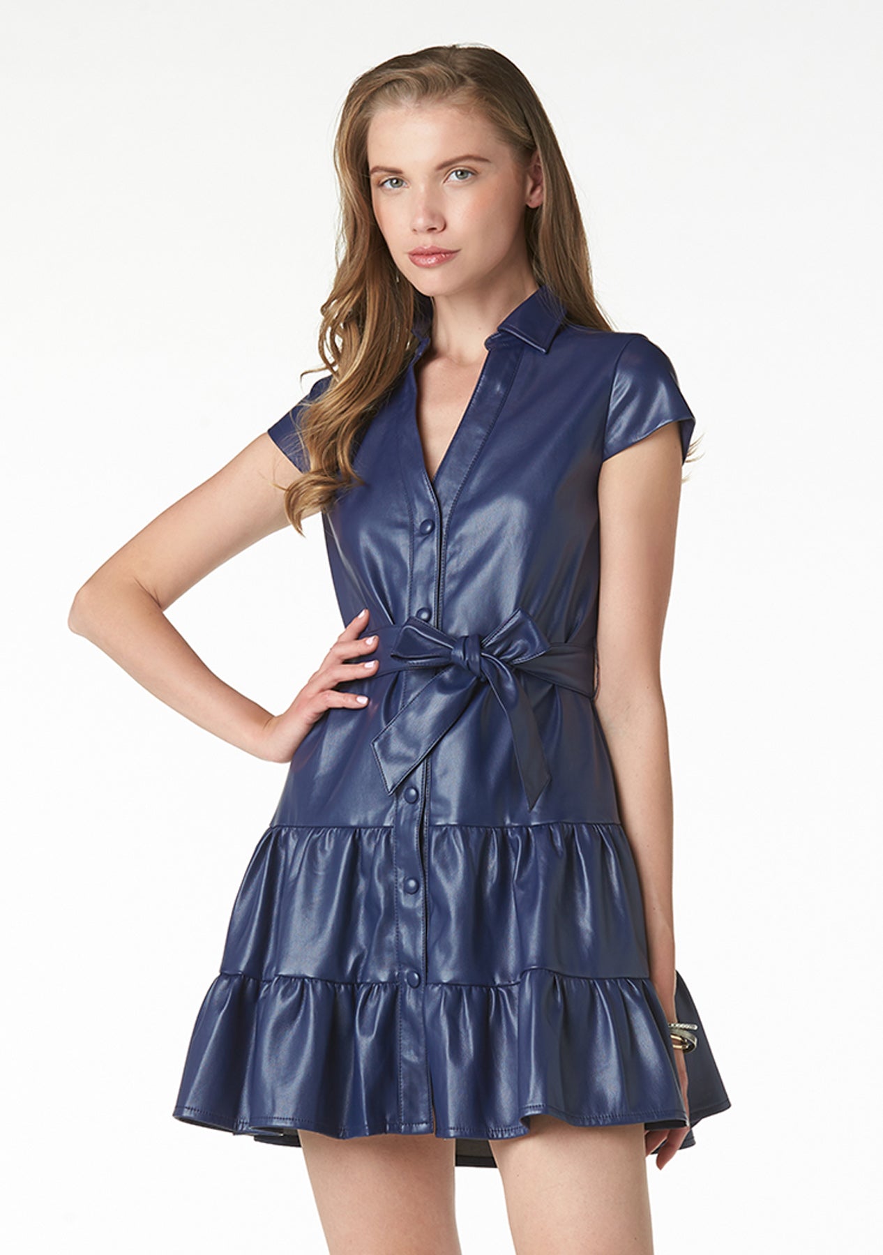 Cobalt Vegan Leather Dress
