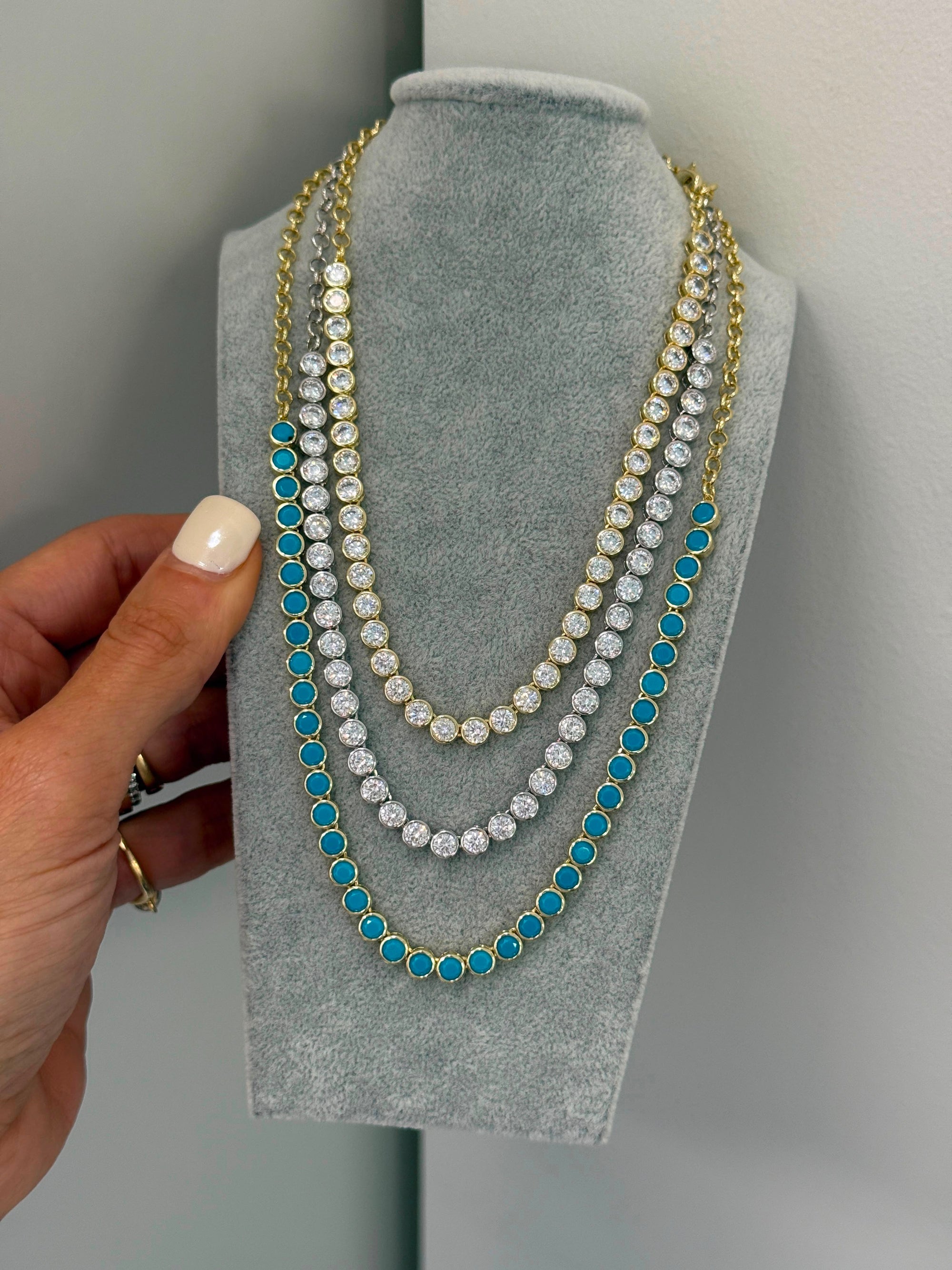 Half Bezel Tennis Necklace