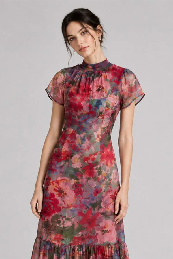Tie Back Floral Maxi Dress