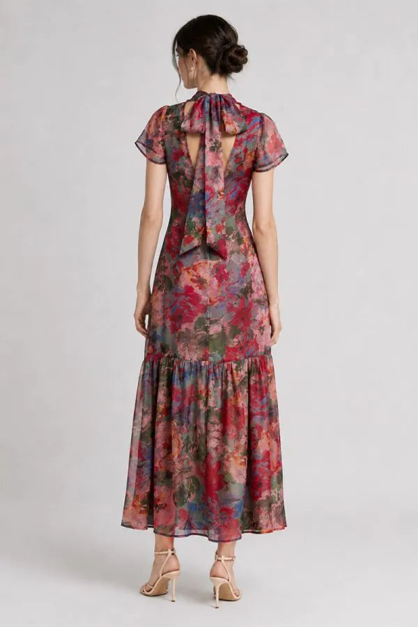 Tie Back Floral Maxi Dress