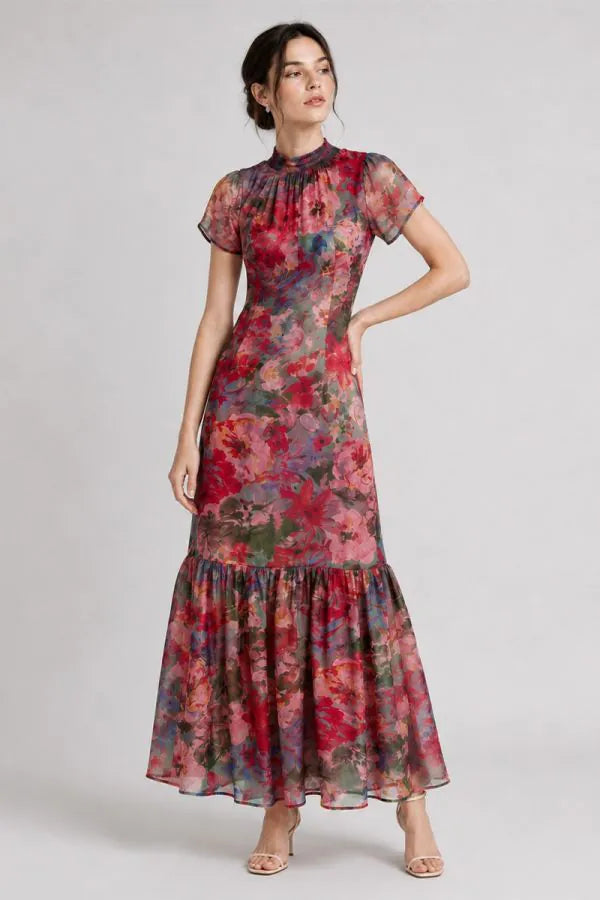 Tie Back Floral Maxi Dress