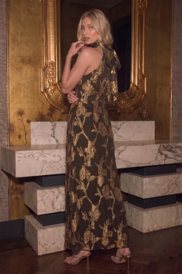 Tie Back Gilded Maxi Dress