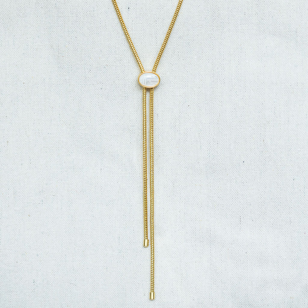 Mother of Pearl Scarab Lariat