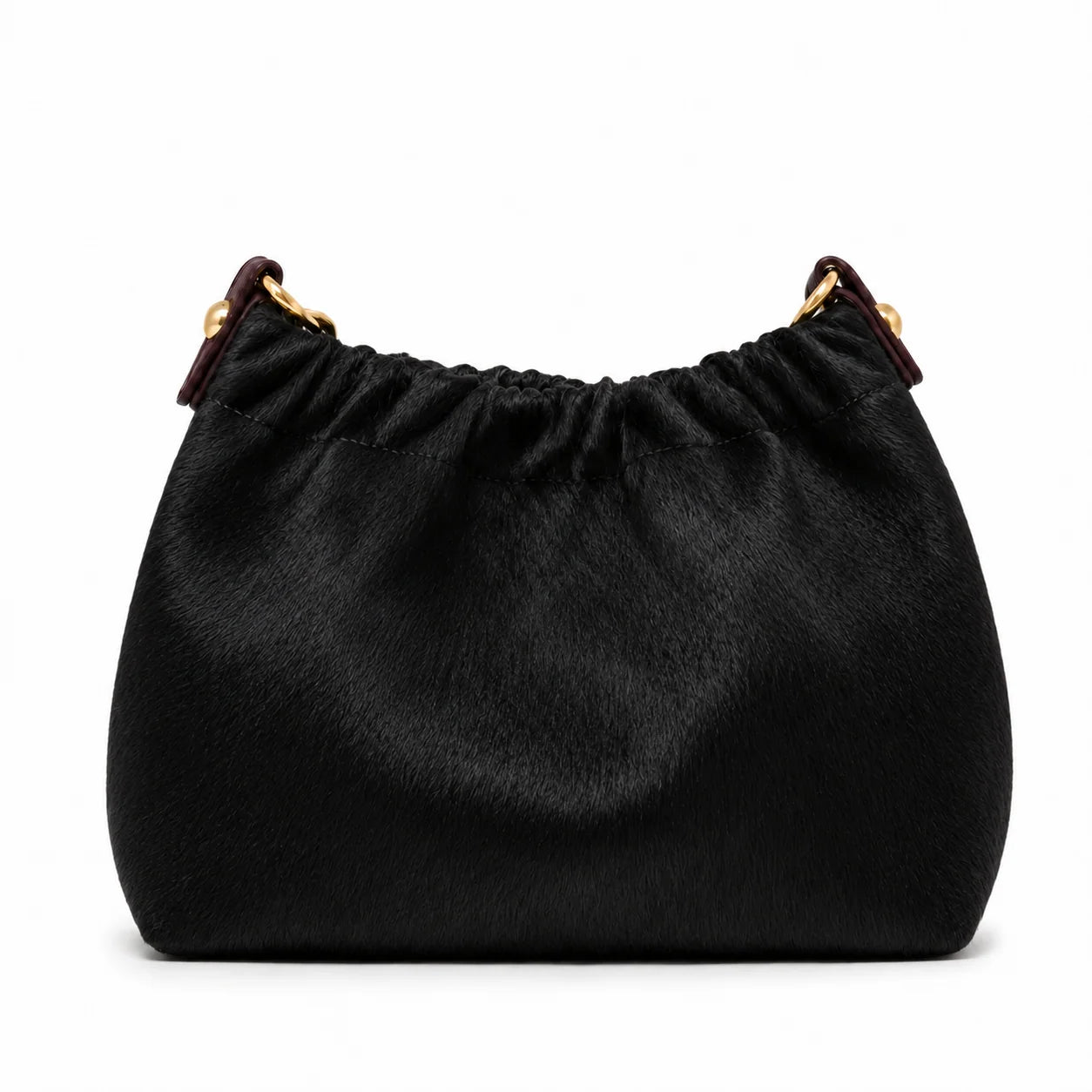 Genuine Leather & Cowhide Crossbody Bag - Black
