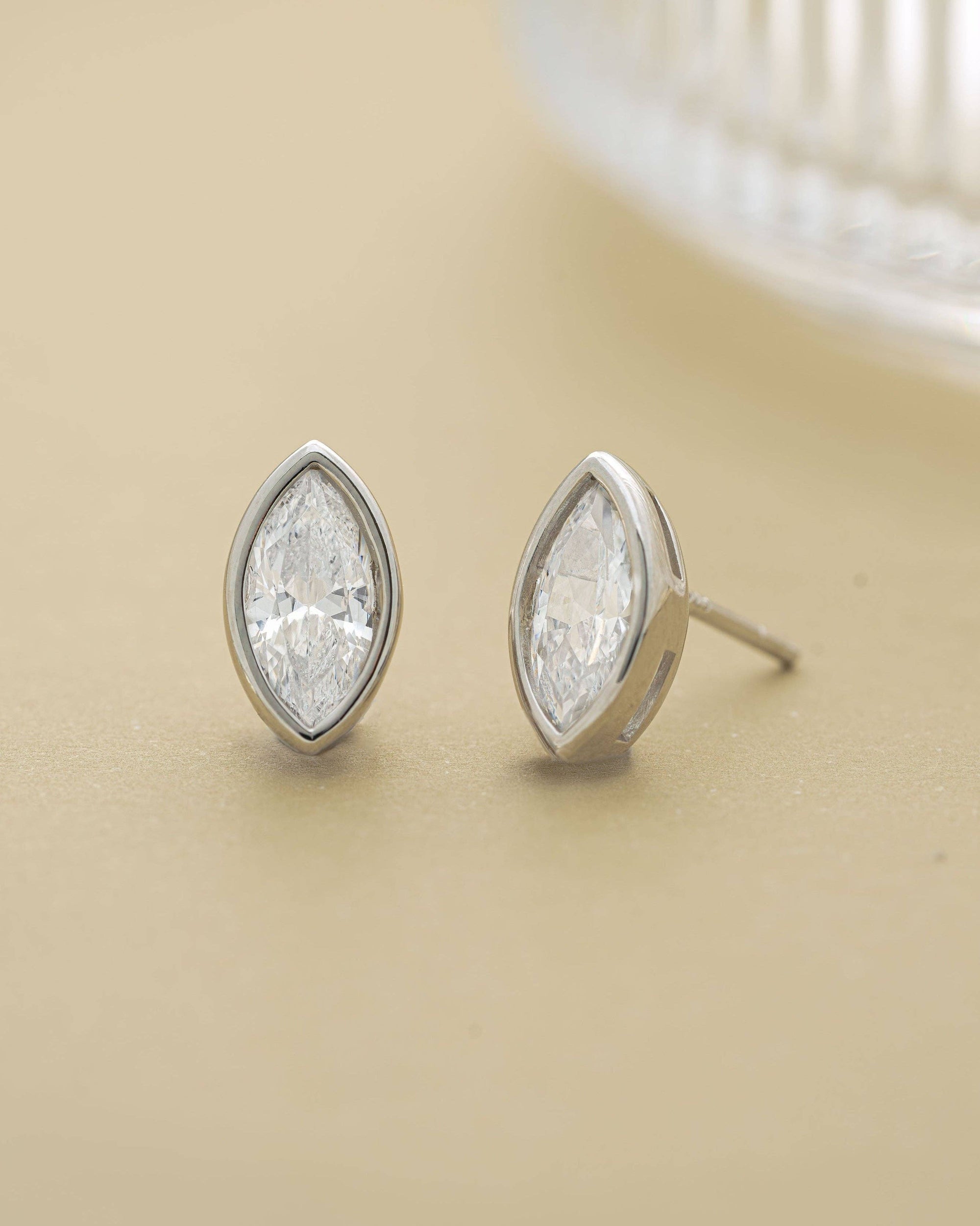 Marquise Bezel Stud Earrings