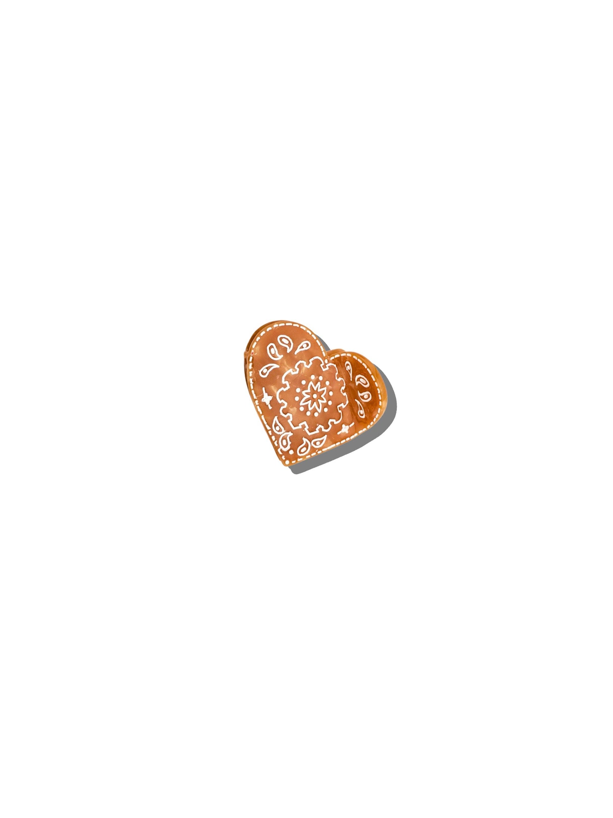Hand-painted Mini Paisley Heart Claw Hair Clip