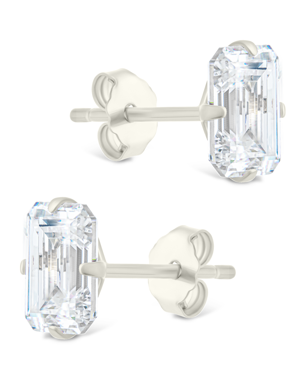 Emerald Cut Prong Set Studs