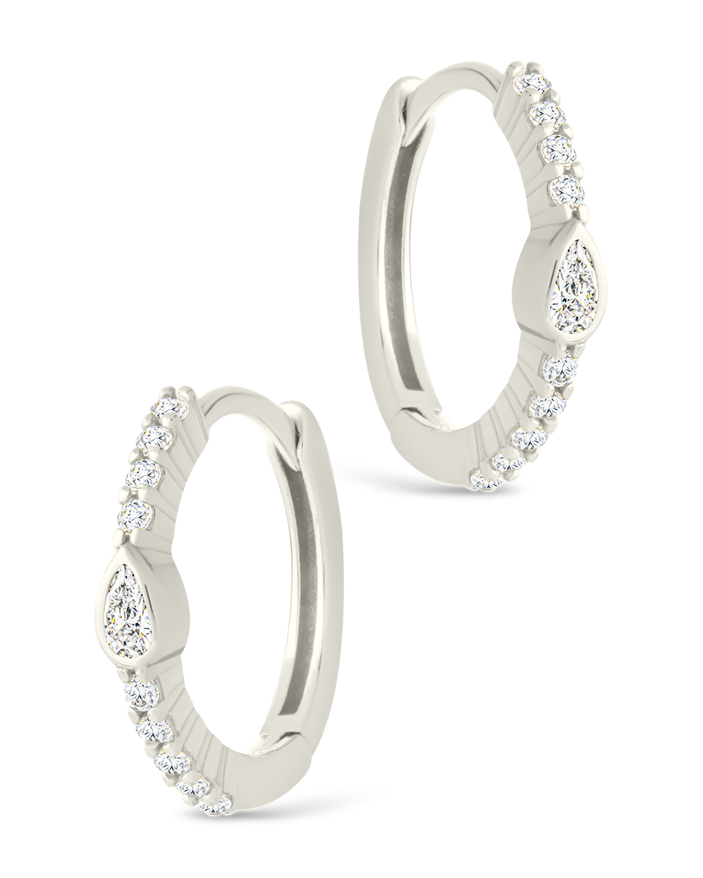 Pear Cut Bezel Set Huggies