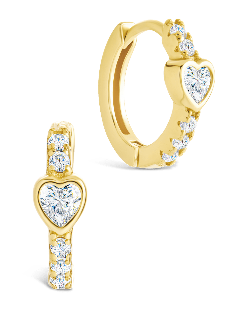 Heart Cut Bezel Set Huggie Hoop Earrings