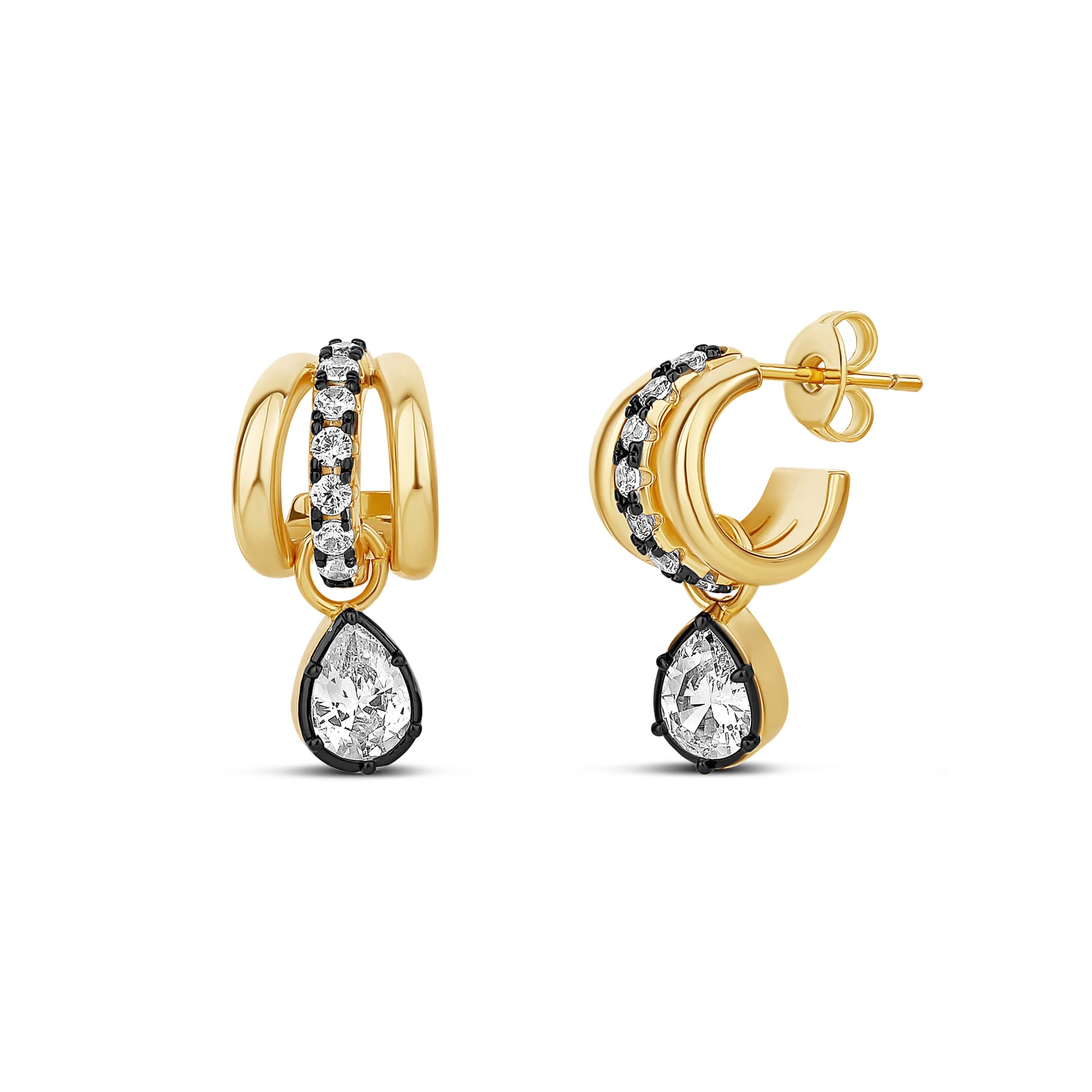 Noir Raindrop Hoop Earrings