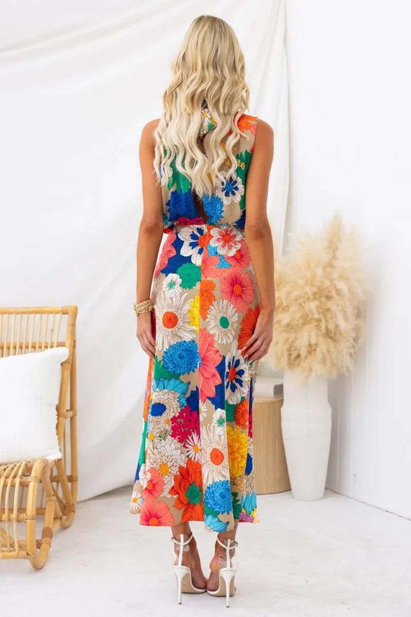 Floral High Neck Dress