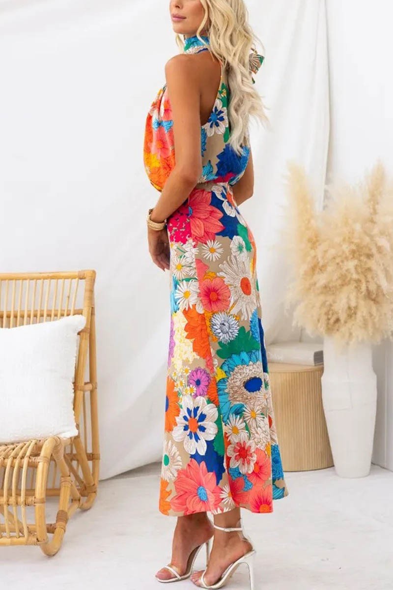 Floral High Neck Dress