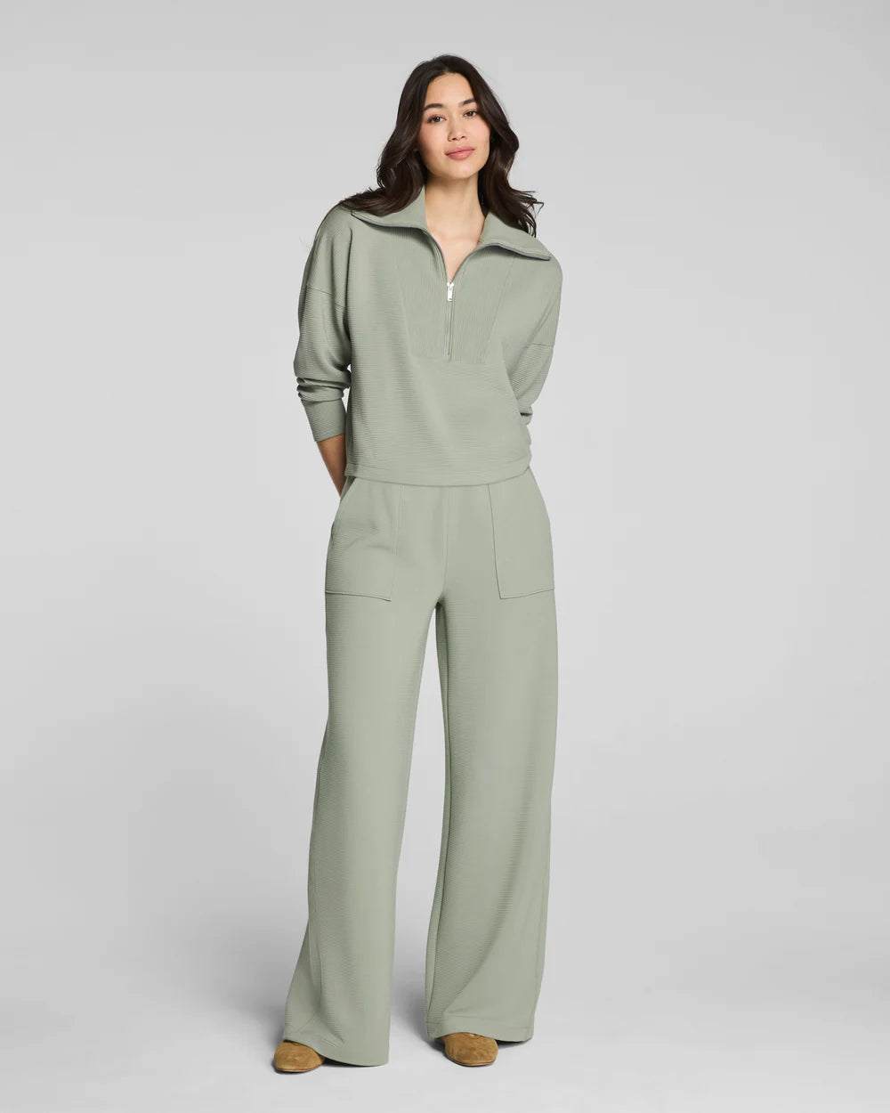 Airessentials® French Rib Wide Leg Pant - Sage Brush