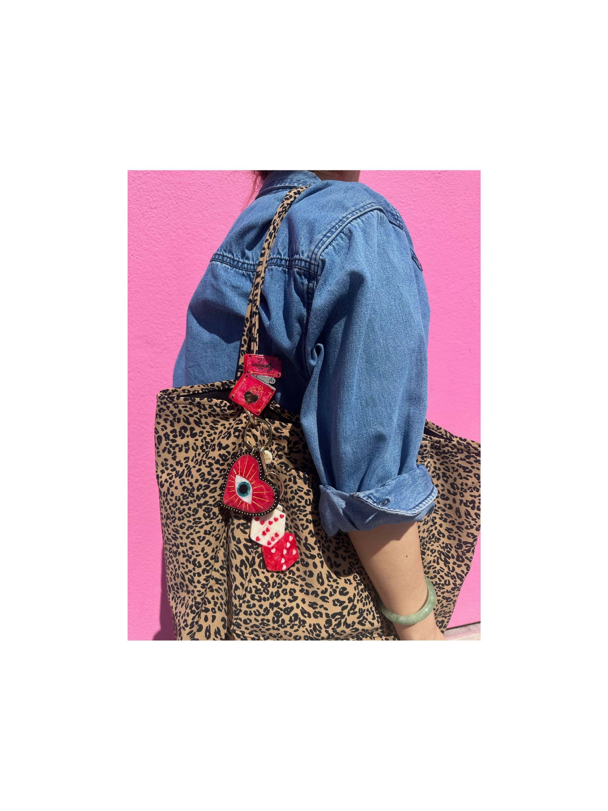 Hand-painted Lucky Eye Heart Bag Charm + Keychain