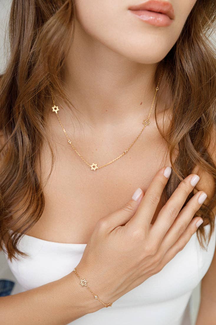 Multi Star of David Necklace