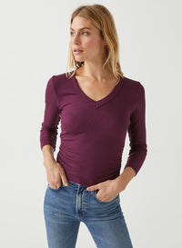 ENID 3/4 SLEEVE V-NECK CROP TEE