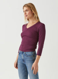 ENID 3/4 SLEEVE V-NECK CROP TEE