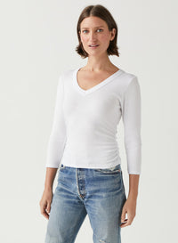 ENID 3/4 SLEEVE V-NECK CROP TEE