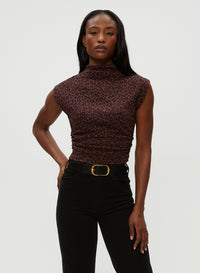 AMARA MOCK NECK POWER SHOULDER TOP