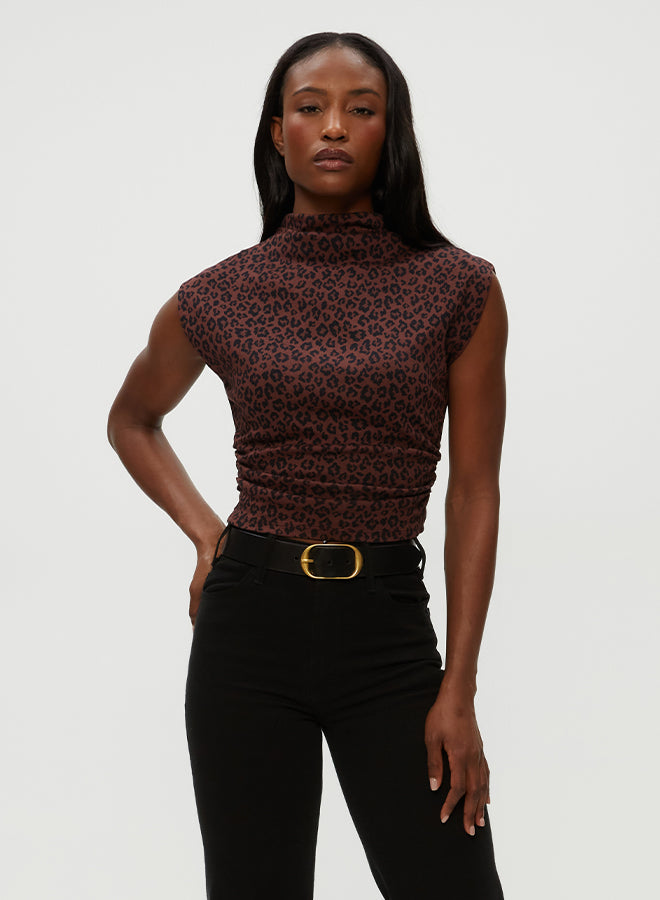 AMARA MOCK NECK POWER SHOULDER TOP