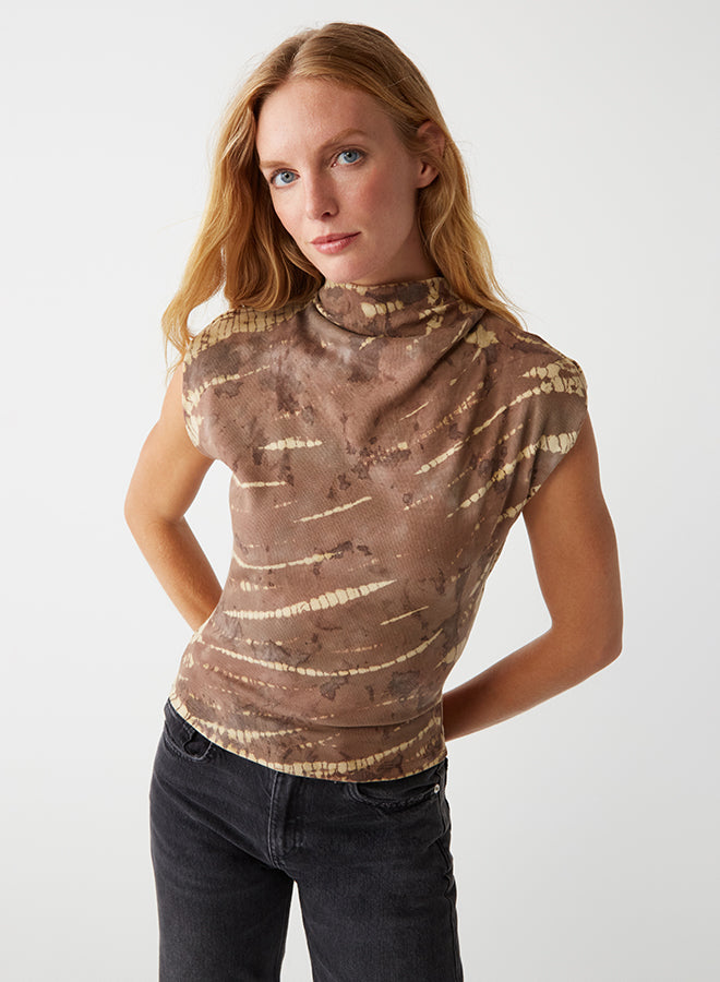 AMARA MOCK NECK POWER SHOULDER TOP